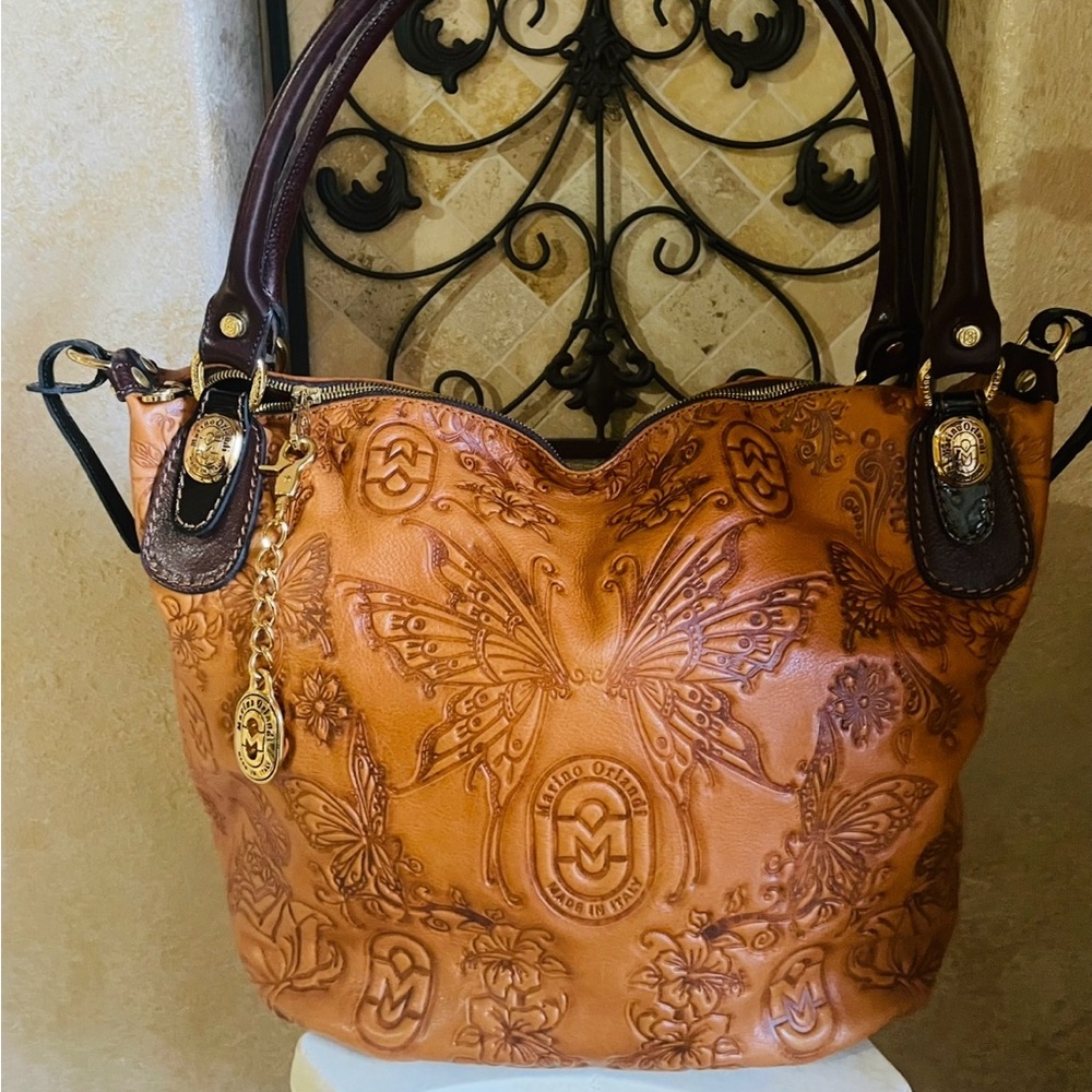 Marino Orlandi satchel Butterfly embossed leather bag